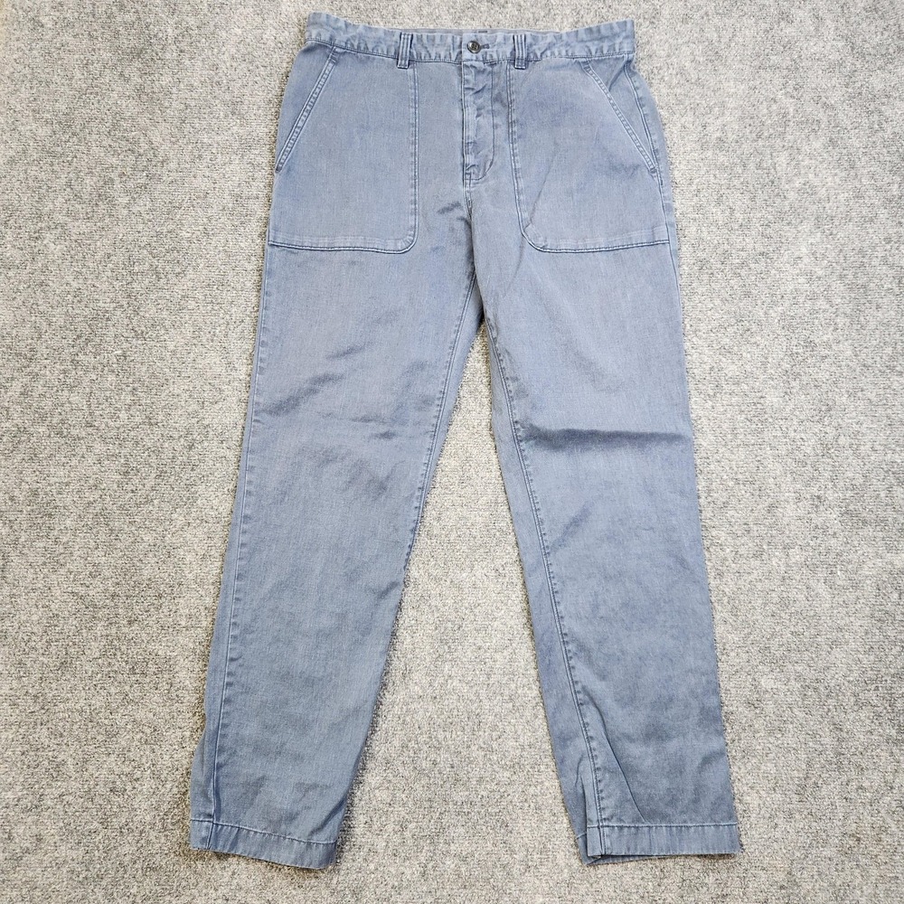 Outerknown Pants Mens 33x30 Blue Relaxed Chino Hemp Cotton Denim Casual Travel